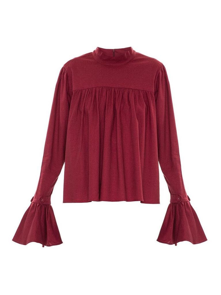 Framed ruffled blouse - Red