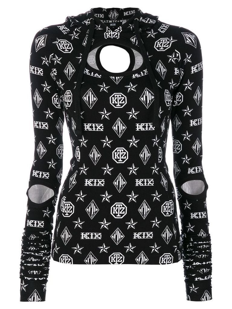 KTZ logo embroidered hooded top - Black