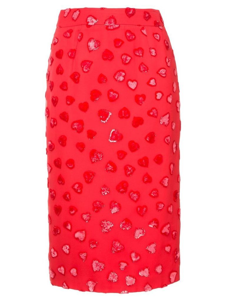 We11done heart-pattern pencil skirt - Red