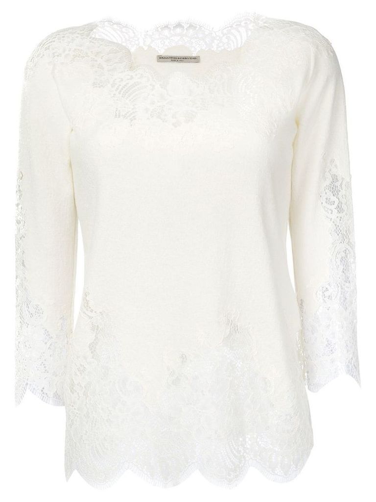 Ermanno Scervino lace insert blouse - White