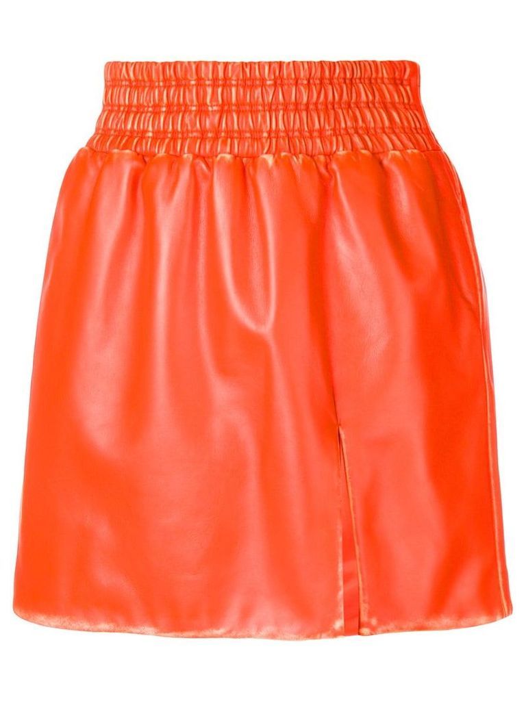 Miu Miu leather flared mini skirt - ORANGE