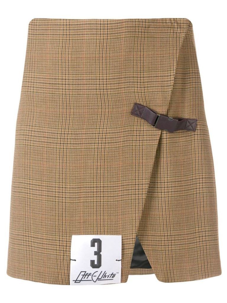 Off-White checked buckle skirt - NEUTRALS