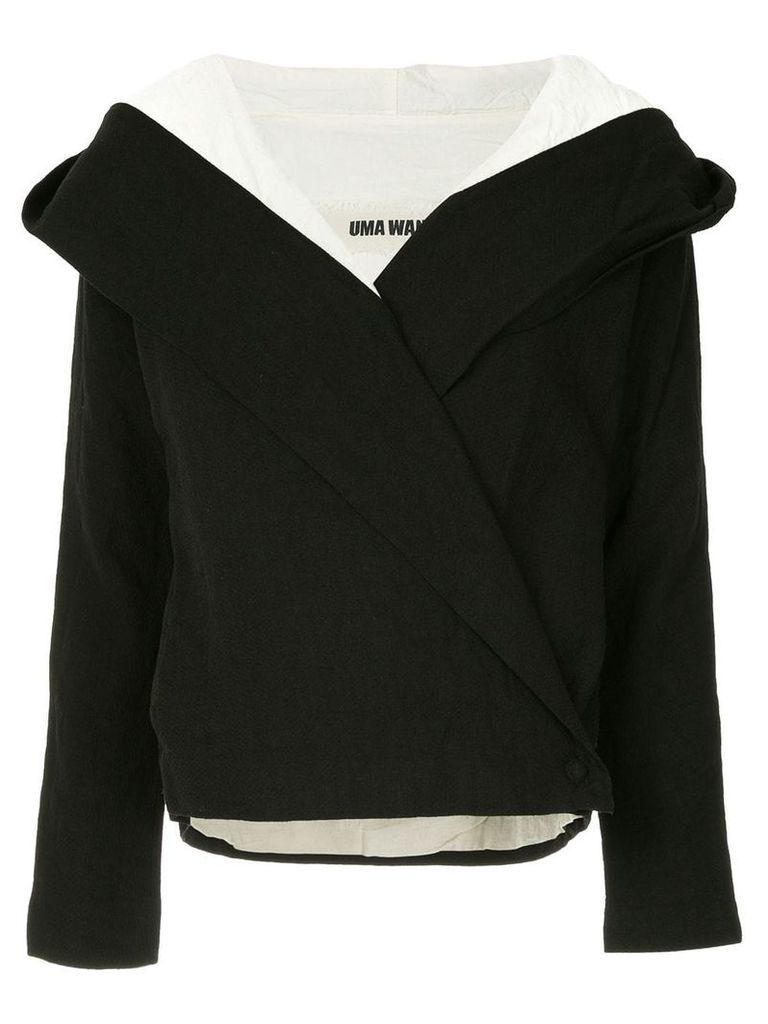 Uma Wang contrast lining hooded jacket - Black