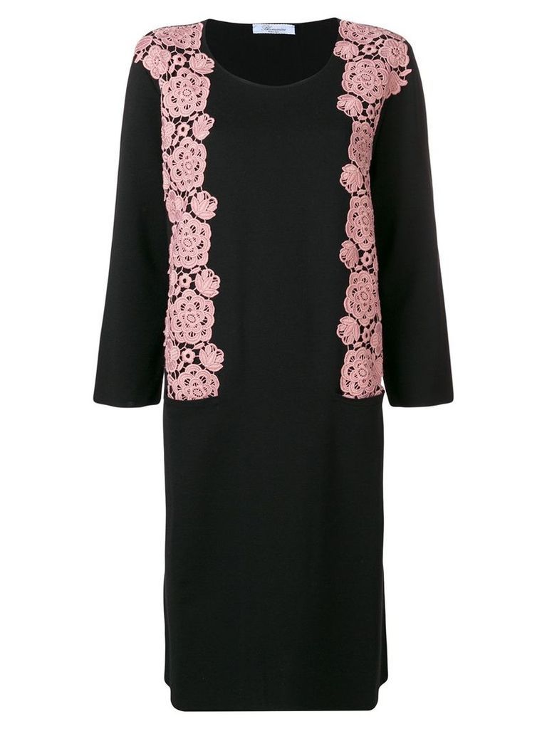 Blumarine floral embroidery sweater dress - Black