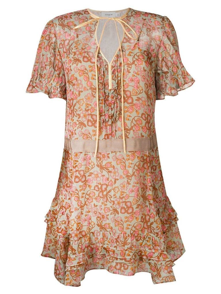 Coach retro floral print dress - Brown