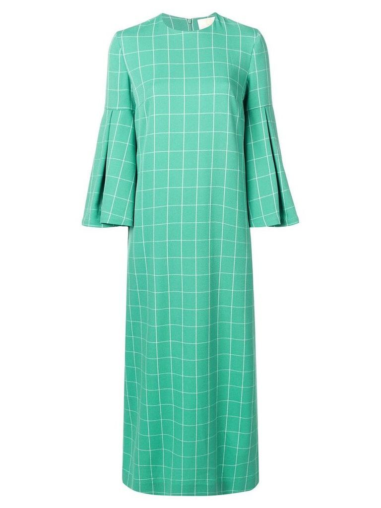 Sara Battaglia check print maxi dress - Green