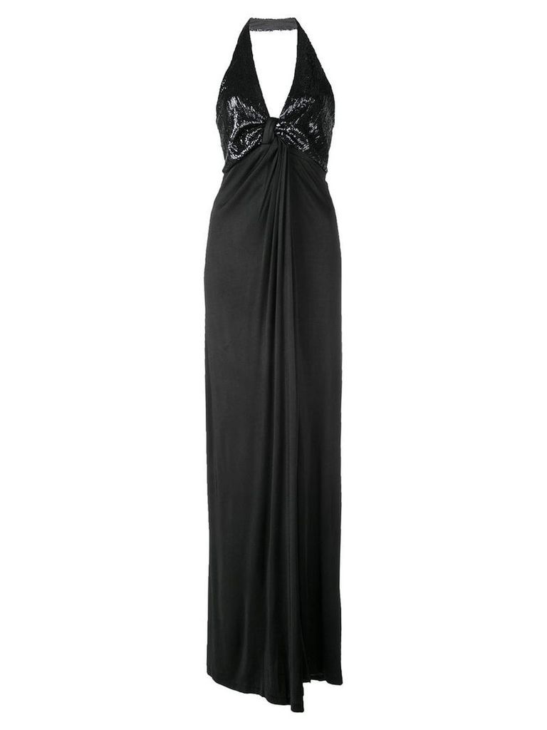 Galvan long sequin drape dress - Black