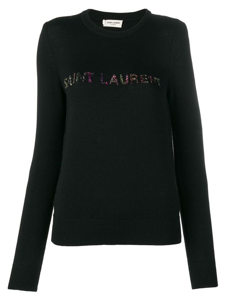 Saint Laurent embellished logo jumper - Black