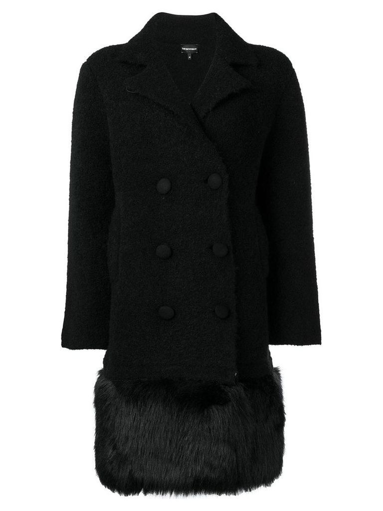 Emporio Armani short double-breasted coat - Black