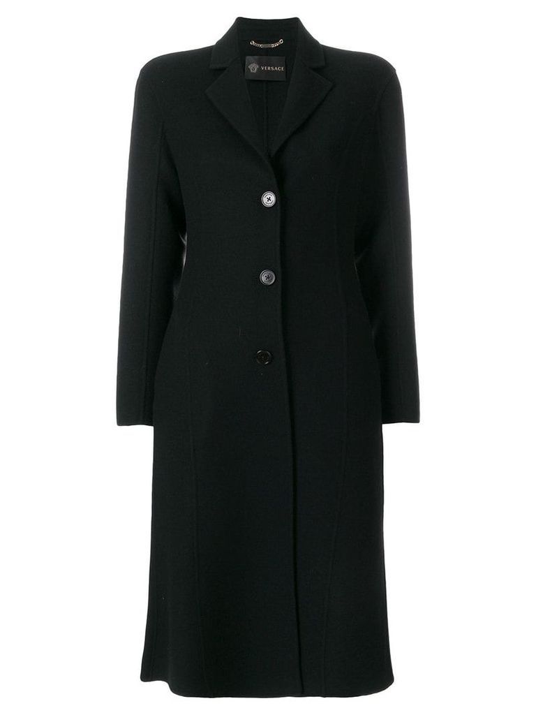Versace slim single-breasted coat - Black