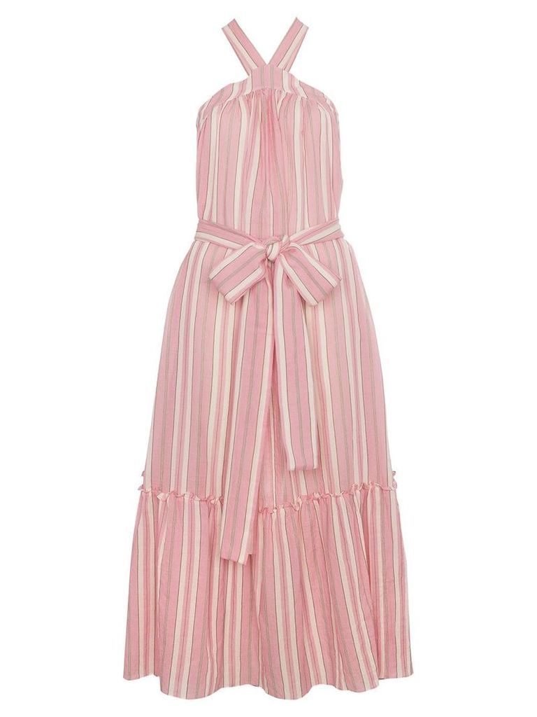 Three Graces Cotton Maxi Striped Dress - PINK