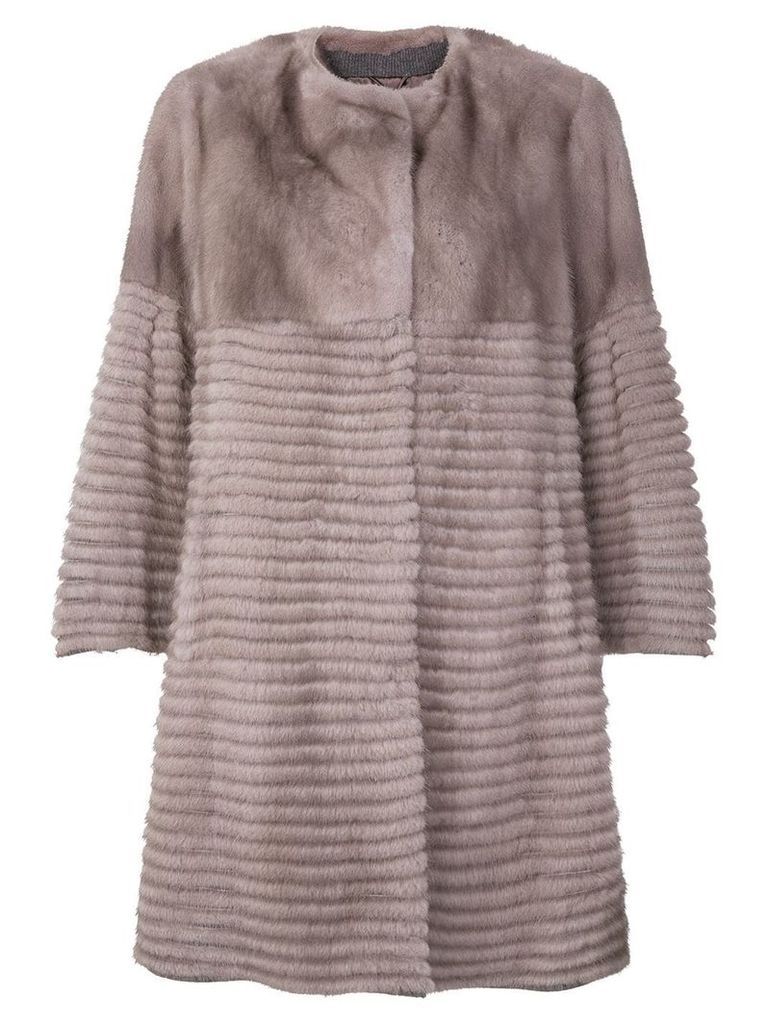 Liska mink fur buttoned coat - NEUTRALS