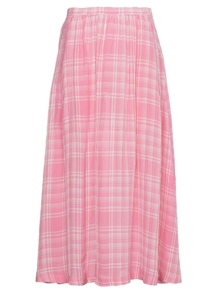 Rosie Assoulin Checked Voile Midi Skirt - PINK