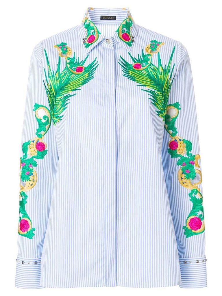 Versace embroidered striped shirt - Blue
