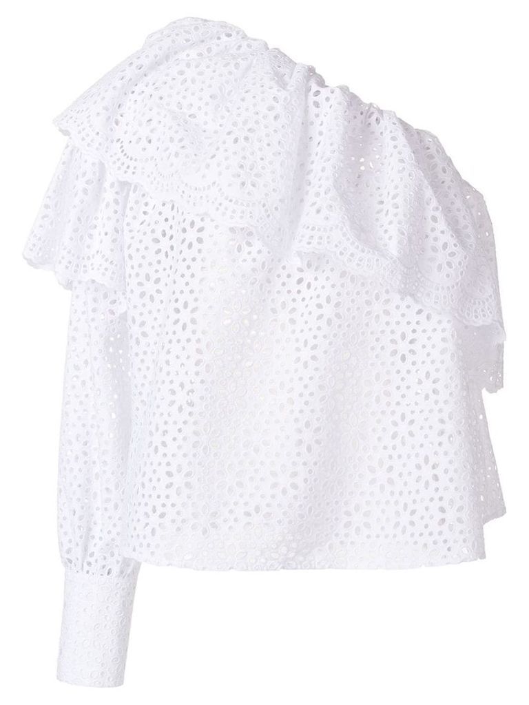 MSGM broderie anglaise ruffled blouse - White
