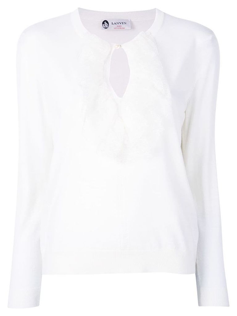 LANVIN lace trim sweater - White