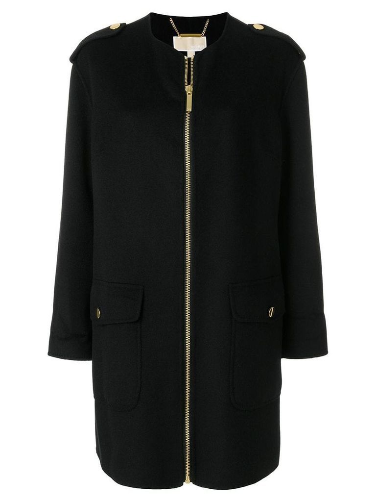 Michael Michael Kors collarless zip-up coat - Black