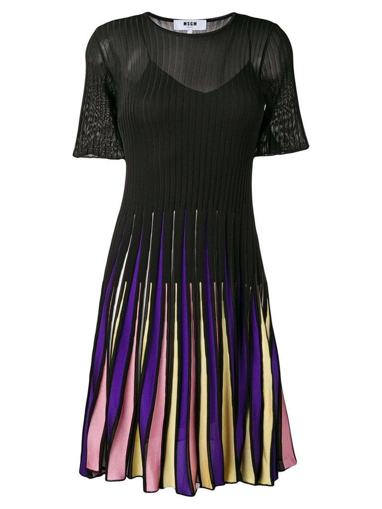 MSGM ribbed knit pleated skirt dress - Black