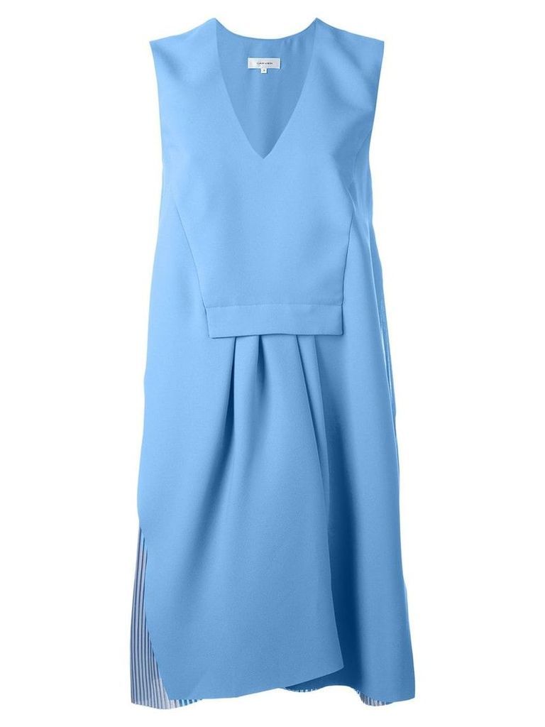 Carven pleated v neck dress - Blue