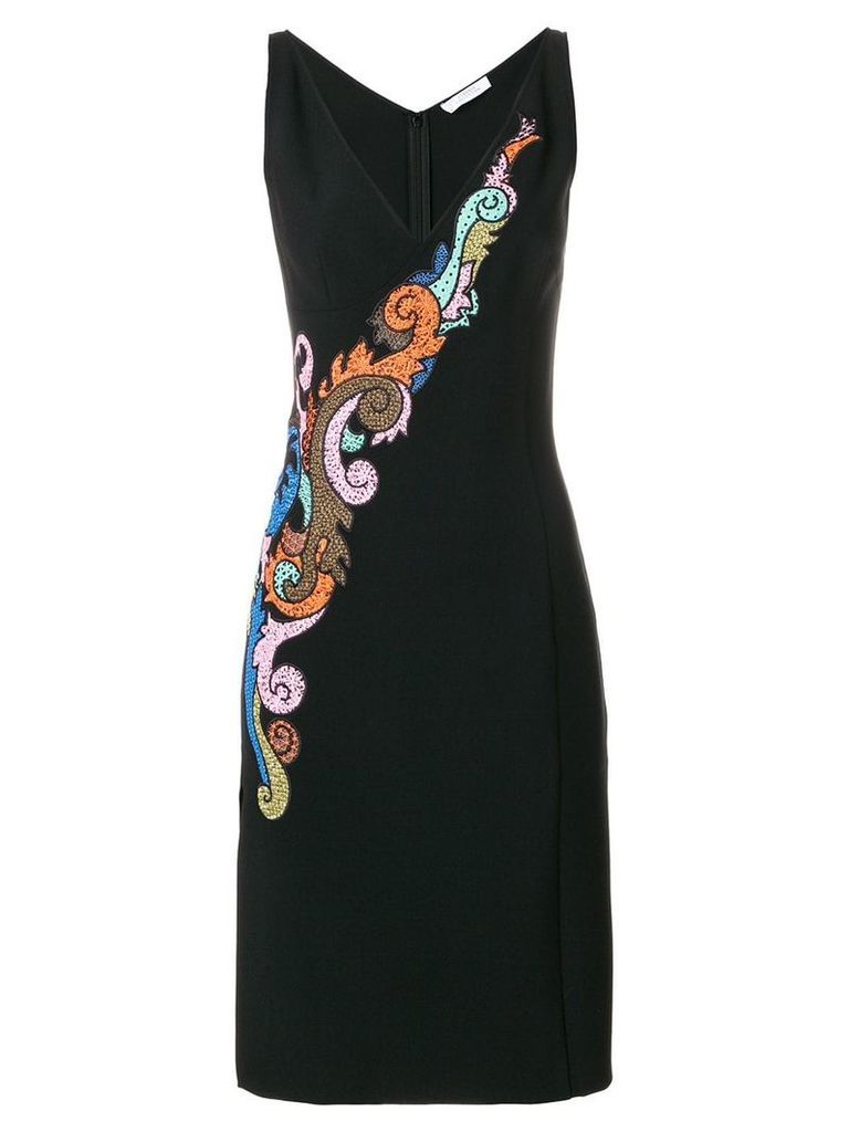 Versace Collection embroidered v-neck dress - Black