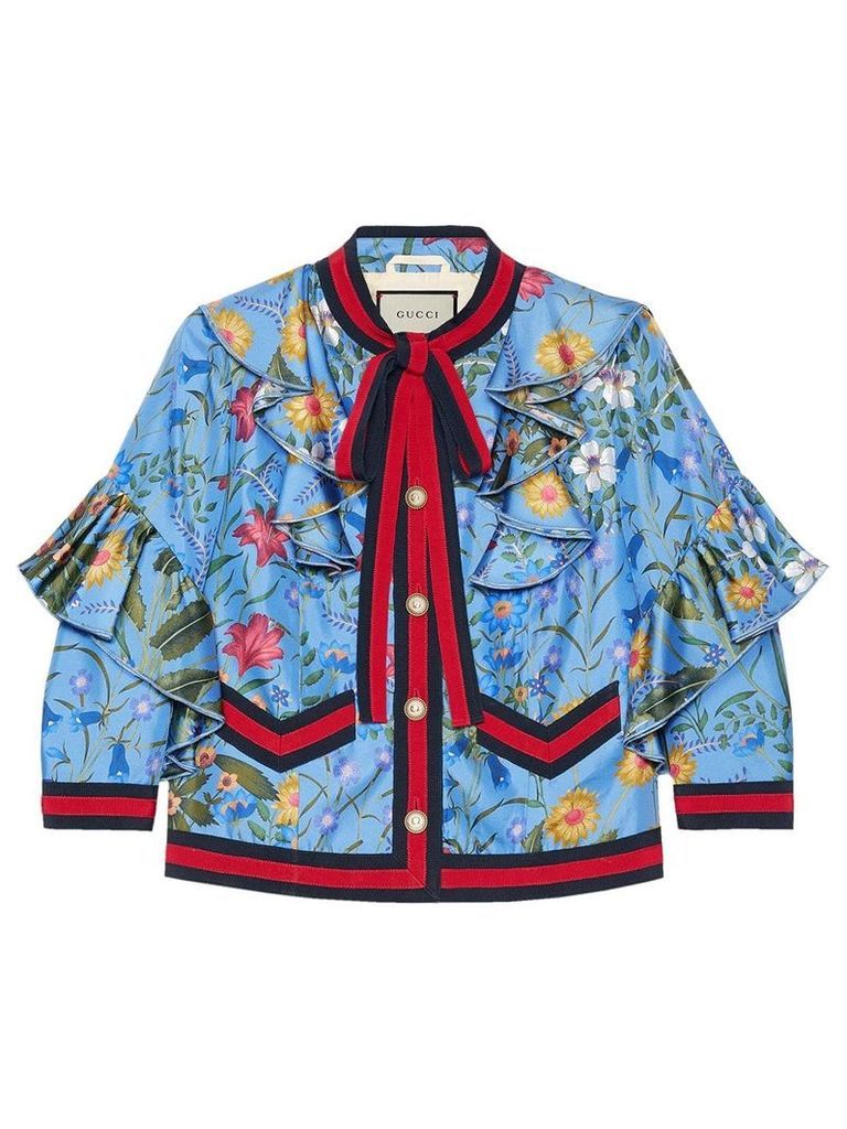 Gucci New flora silk jacket - Blue