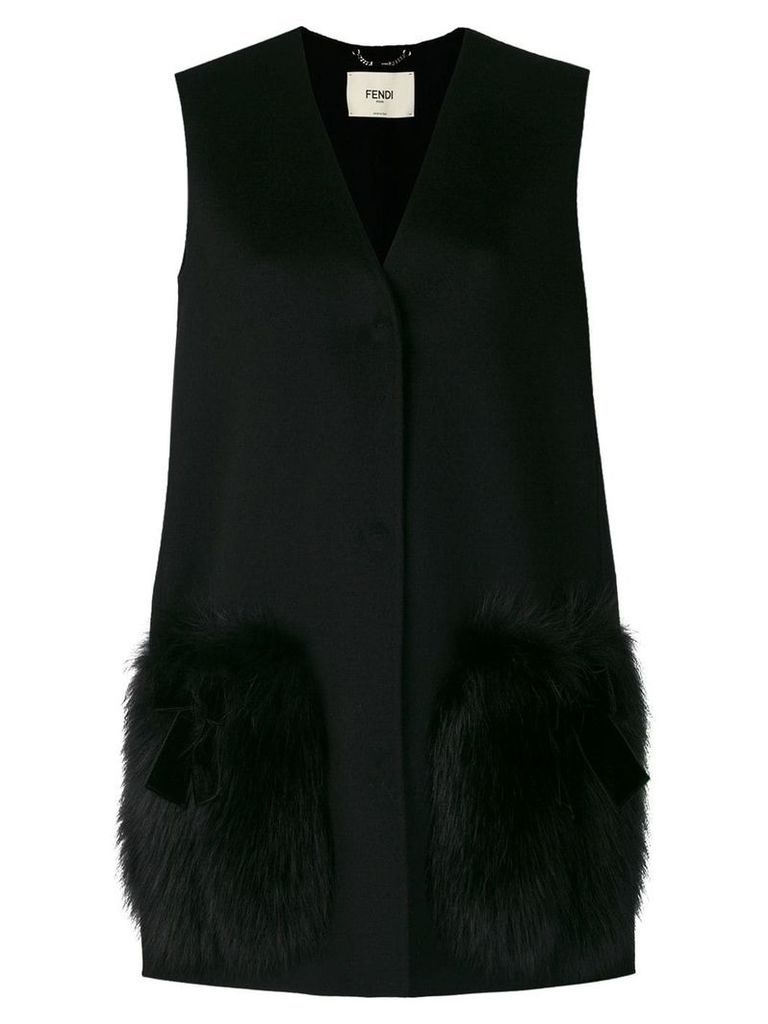 Fendi fur-patch tailored waistcoat - Black