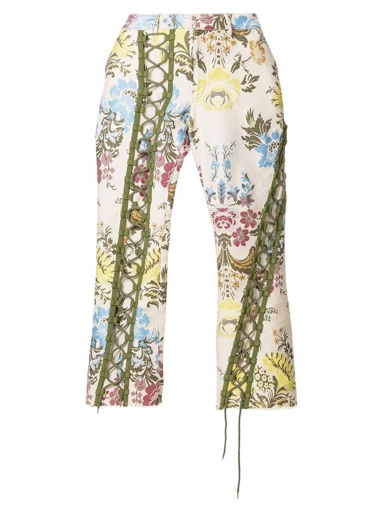 Marques'Almeida lace up floral trousers - Multicolour