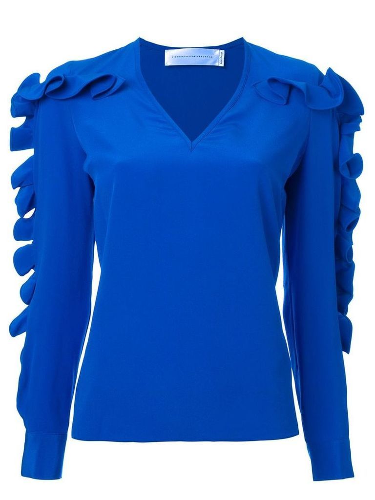 Victoria Victoria Beckham ruffled sleeve blouse - Blue