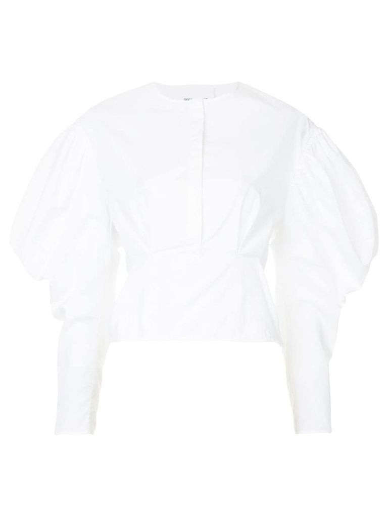 Georgia Alice Cloud collarless gigot-sleeved shirt - White