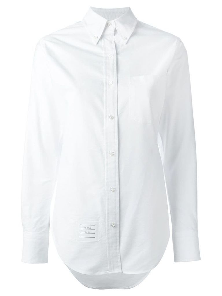 Thom Browne Classic Long Sleeve Button Down Point Collar Shirt In