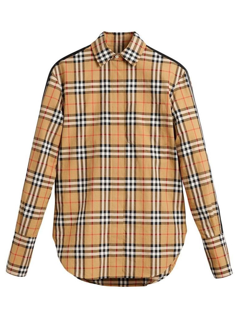 Burberry stripe dtail vintage check cotton shirt - Brown
