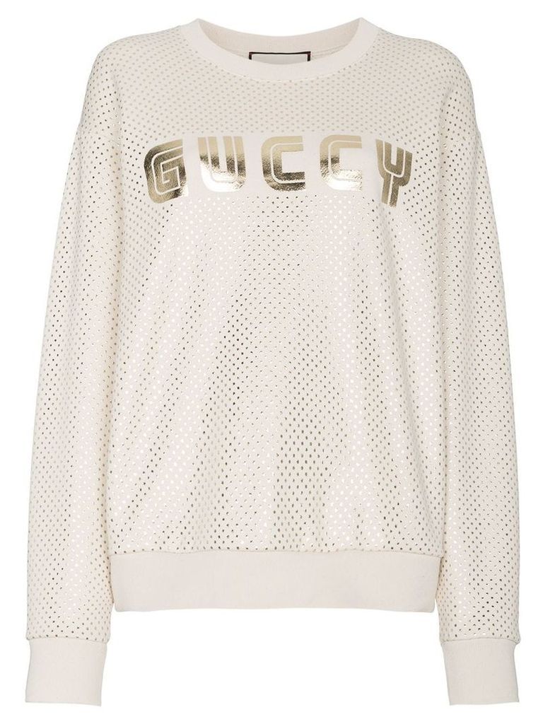 Gucci Guccy Print Sweatshirt - Neutrals