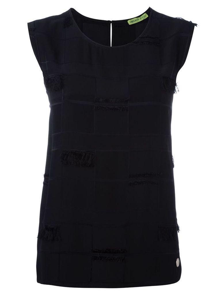 Versace Jeans Couture frayed trim sleeveless top - Black