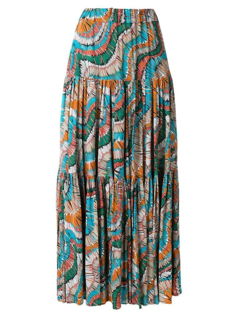 La Doublej fiammiferi print tiered skirt - Multicolour