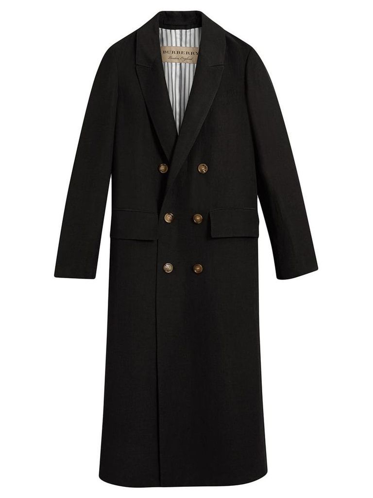 Burberry Linen Silk Tailored Coat - Black