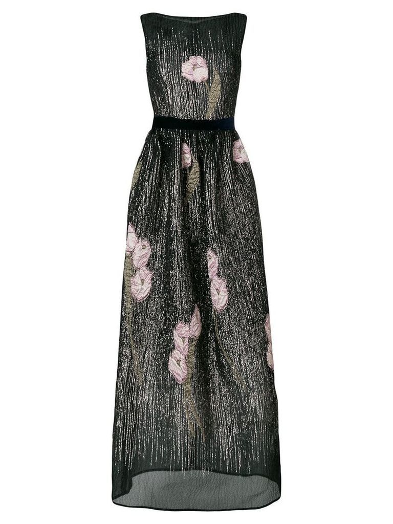 Talbot Runhof magnolia embellished long dress - Black