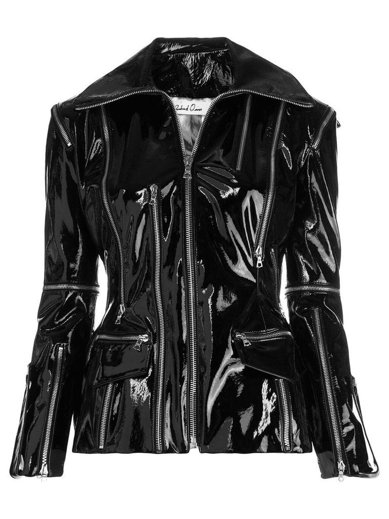 Richard Quinn varnish leather zipped jacket - Black