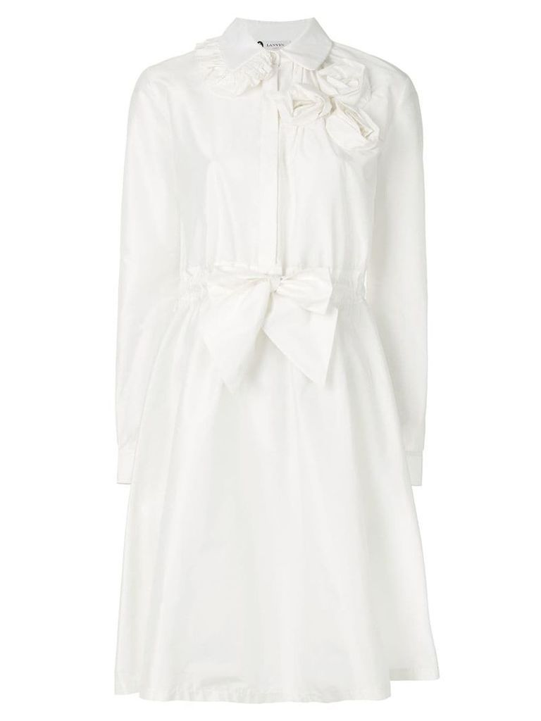 LANVIN rosette-embellished shirt dress - White