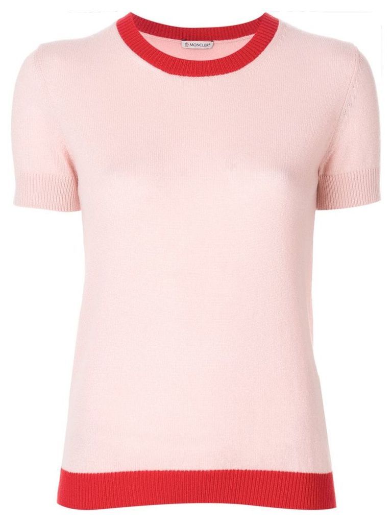 Moncler cashmere contrast trim knitted top - PINK