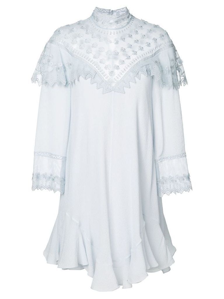 Chloé embroidered panel flowing mini dress - Blue