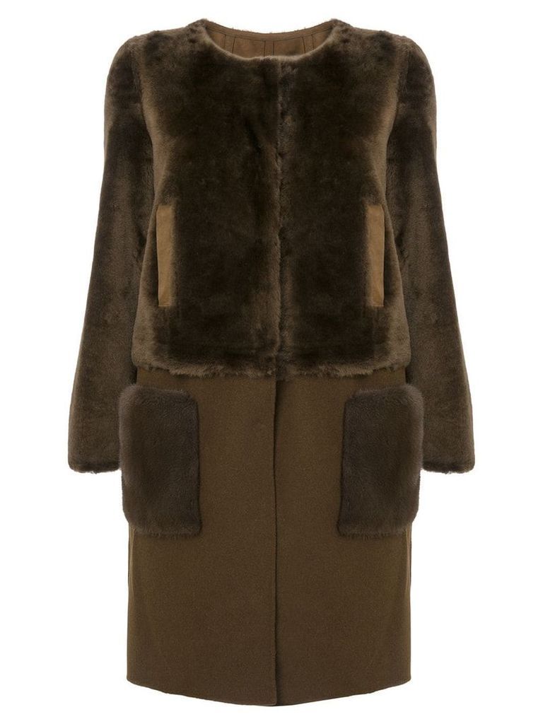 Yves Salomon detachable bottom coat - Brown