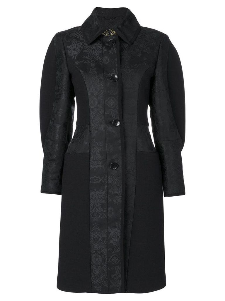 Etro paisley puff-sleeve coat - Black