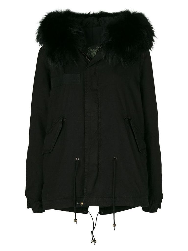 Mr & Mrs Italy fur hood short parka coat - Black