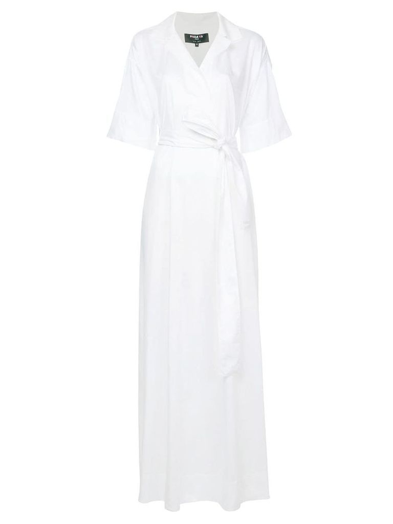 Paule Ka long woven wrap dress - White