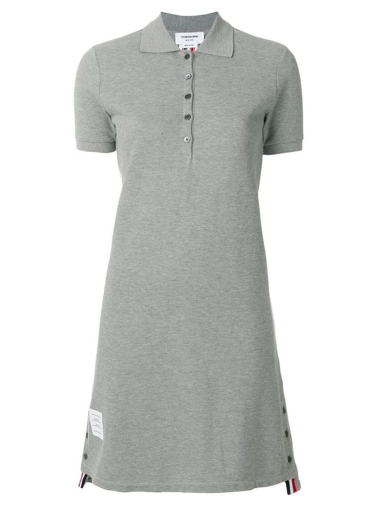 Thom Browne Striped Cotton Pique Polo Dress - Grey