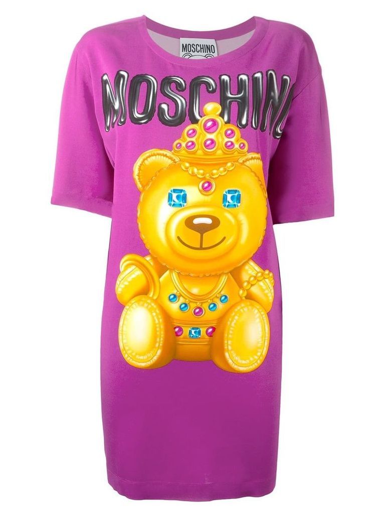 Moschino bear print T-shirt dress - PINK
