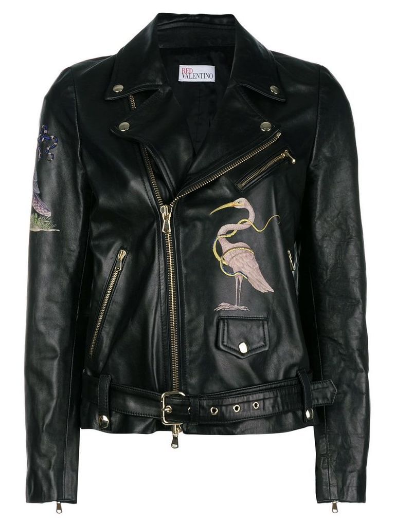 Red Valentino flamingo zipped jacket - Black