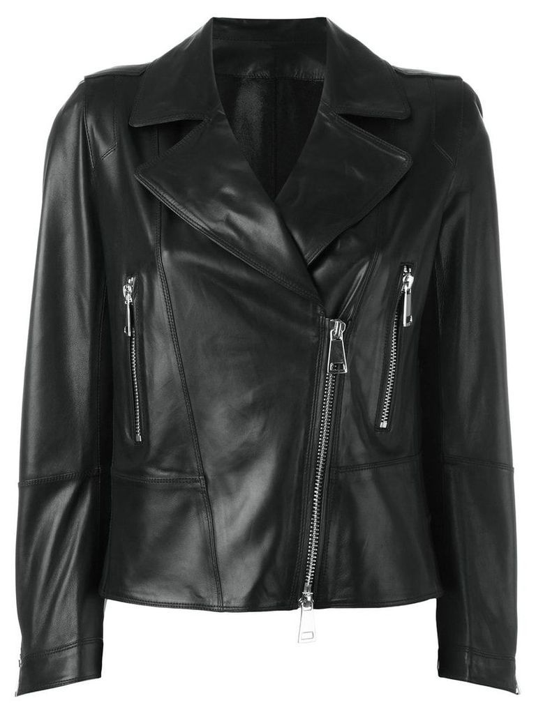 Sylvie Schimmel biker jacket with silver tone zippers - Black