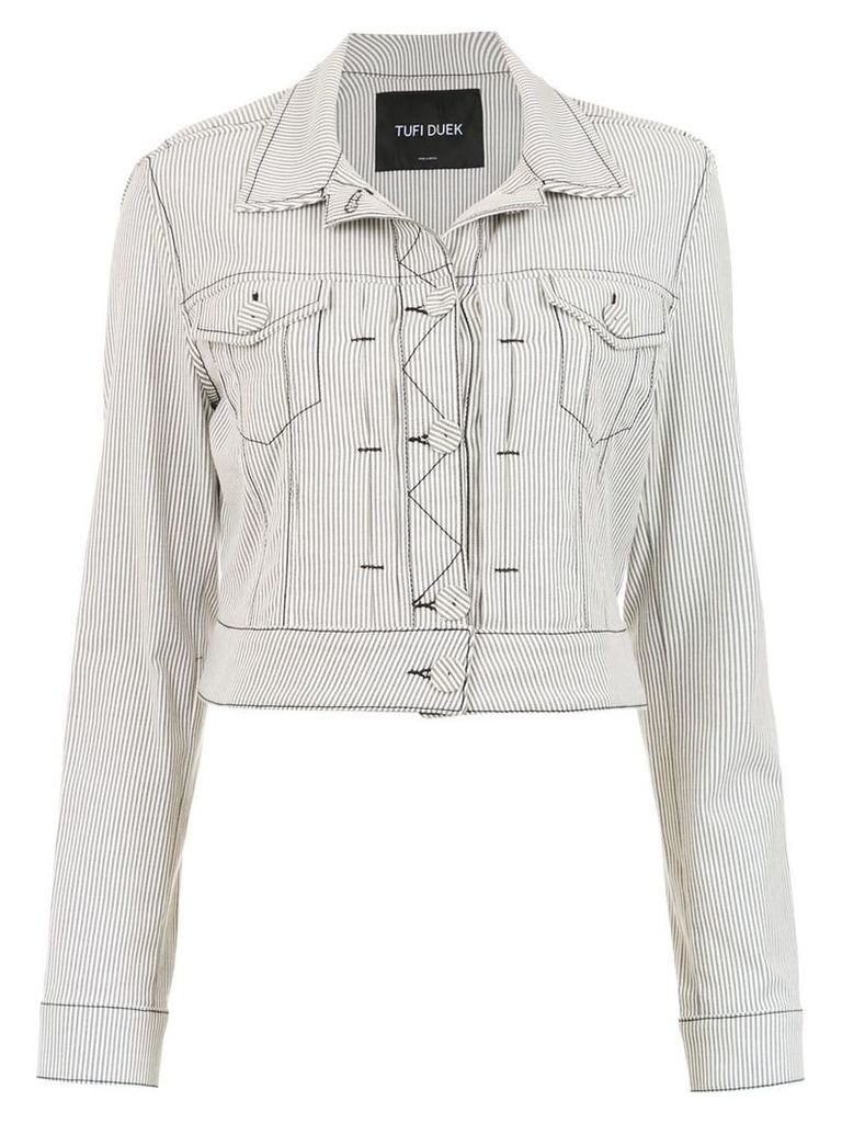Tufi Duek striped denim jacket - White