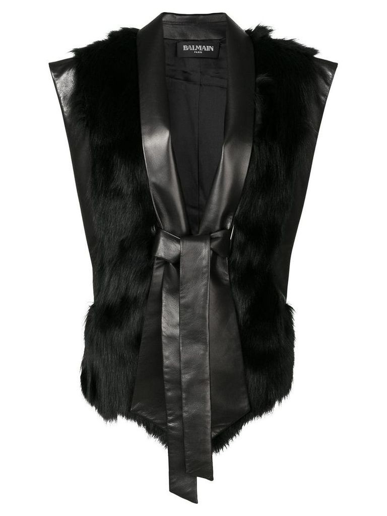 Balmain fox-fur trimmed waistcoat - Black